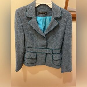Nipon Boutique Blue Tweed Blazer size 6 petite